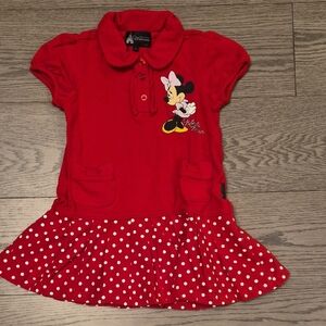 Disney Minnie Mouse Red Polka Dot Girls Polo Dress Size M